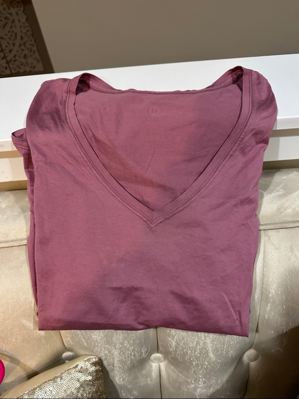 V-neck Tee in Dusty Mauve